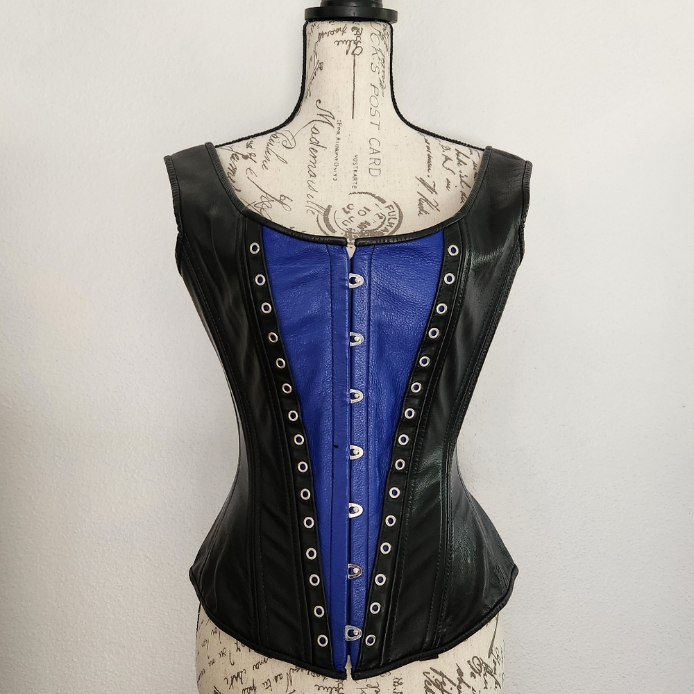 Stormy Leather Black & Blue "Lombard" Leather Corset (M)